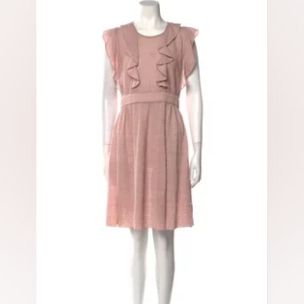 Missoni Elegant Pink Knee-Length Dress with Ruffle Sleeves